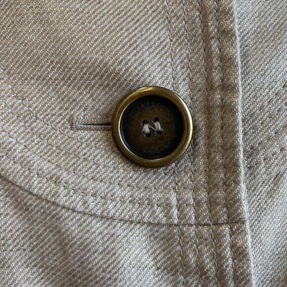 Burberry London Gold Metallic Cotton Linen Collarless Swing Style Jacket Sz 8R - Picture 5 of 11